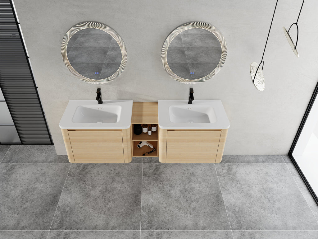 68" Wall-Mounted Bathroom Vanity