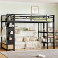 Twin XL Loft Bed Frame with Wardrobe, Metal Loft Bed