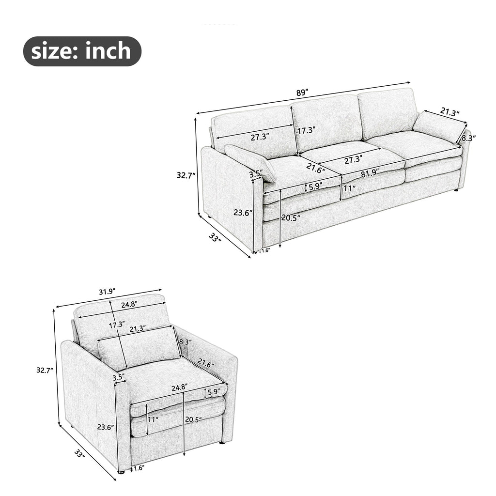 Cozy Upholstered Sofa Set