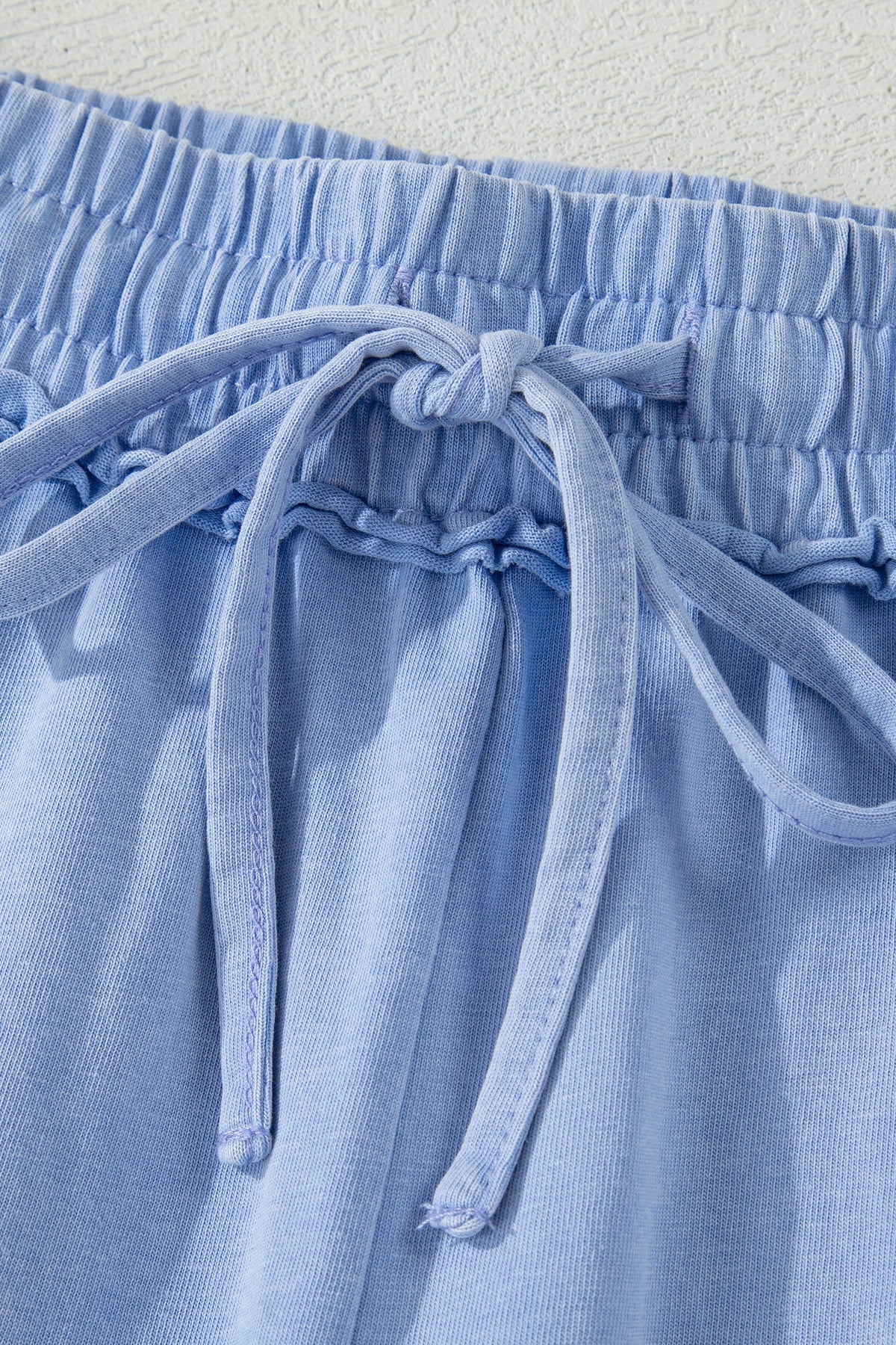 Mineral Wash Drawstring Elastic Waist Raw Edge Shorts