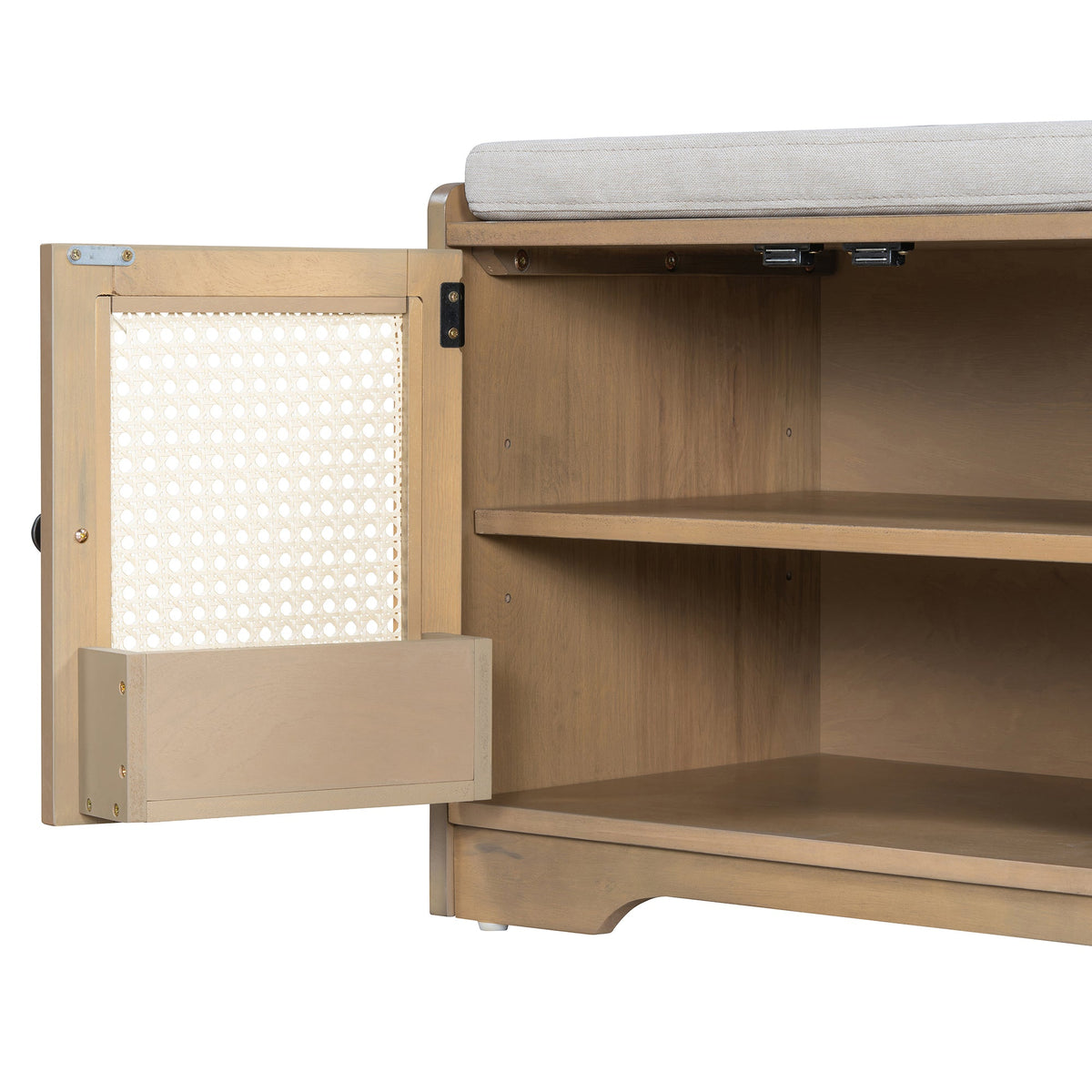 TREXM Rustic Storage Bench Multifunctional Wood Entryway Shoe Bench