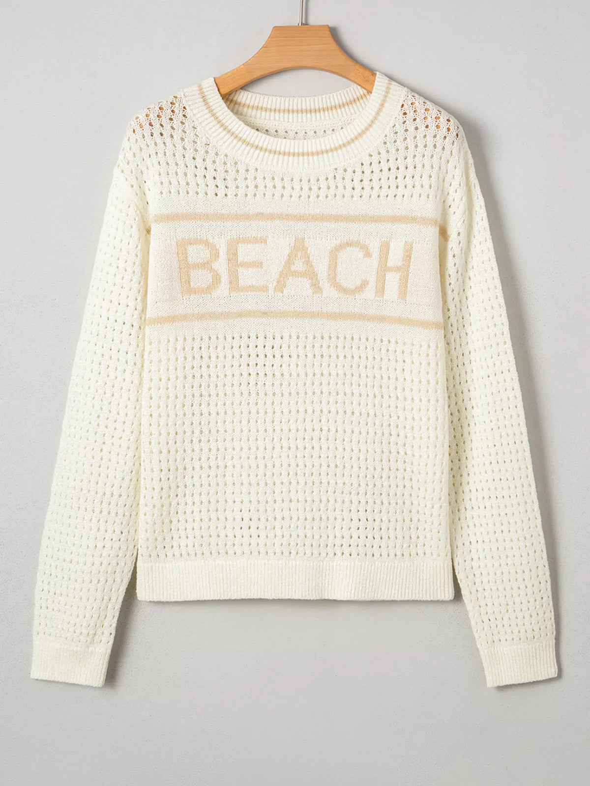BEACH Hollow Out Knitted Lightweight Dolman Sweater