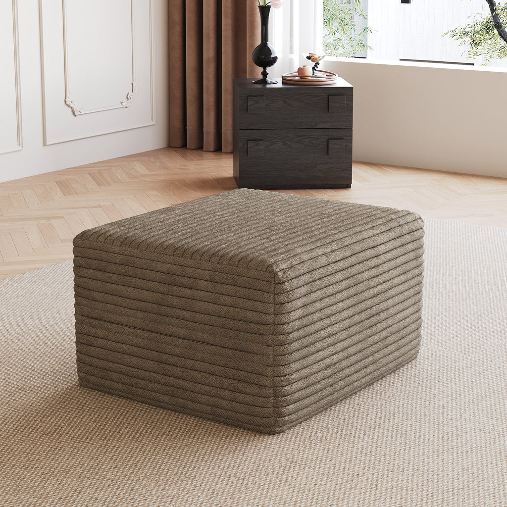 Camel Plush Corduroy Sofa Ottoman