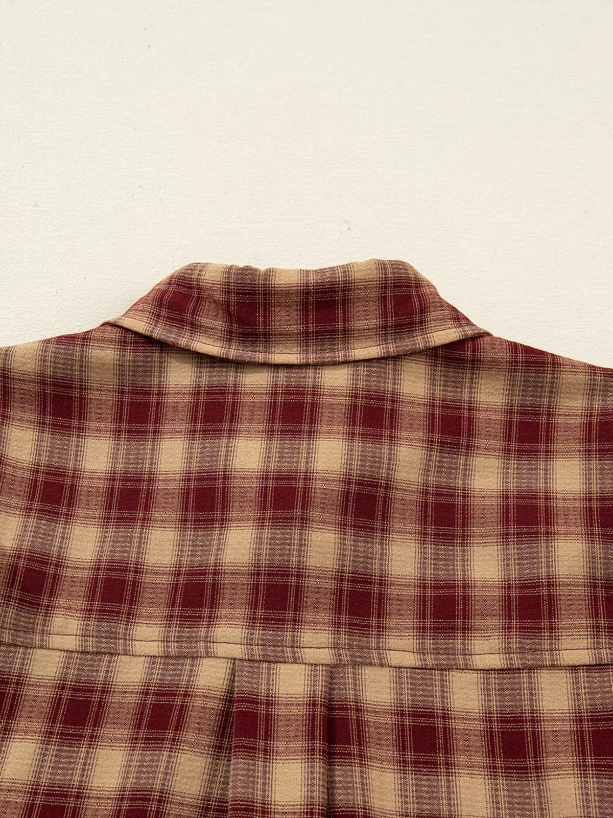 Plaid Print Ruffled Long Sleeve Patchwork Hem Mini Shirt Dress