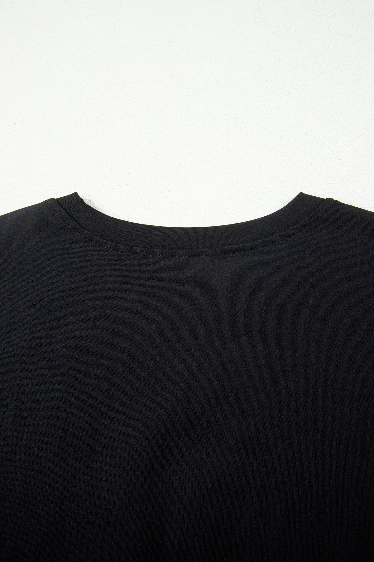 Black Leopard Bow Embroidered Cotton Round Neck T Shirt