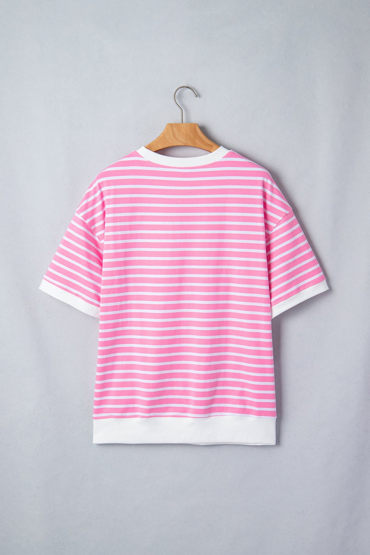 Stripe Colorblock Drop Shoulder Short Sleeve Top