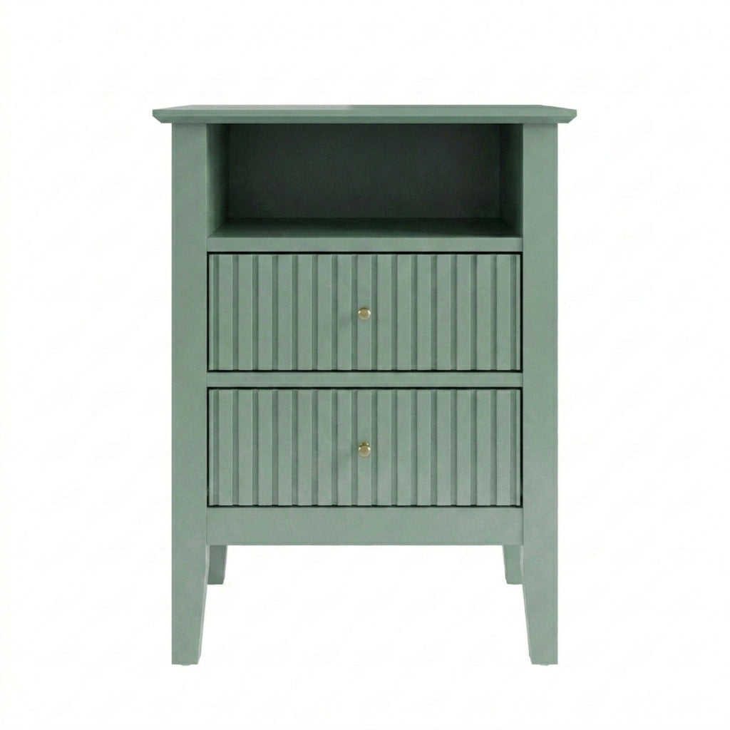 18" Green Fluted Nightstand
