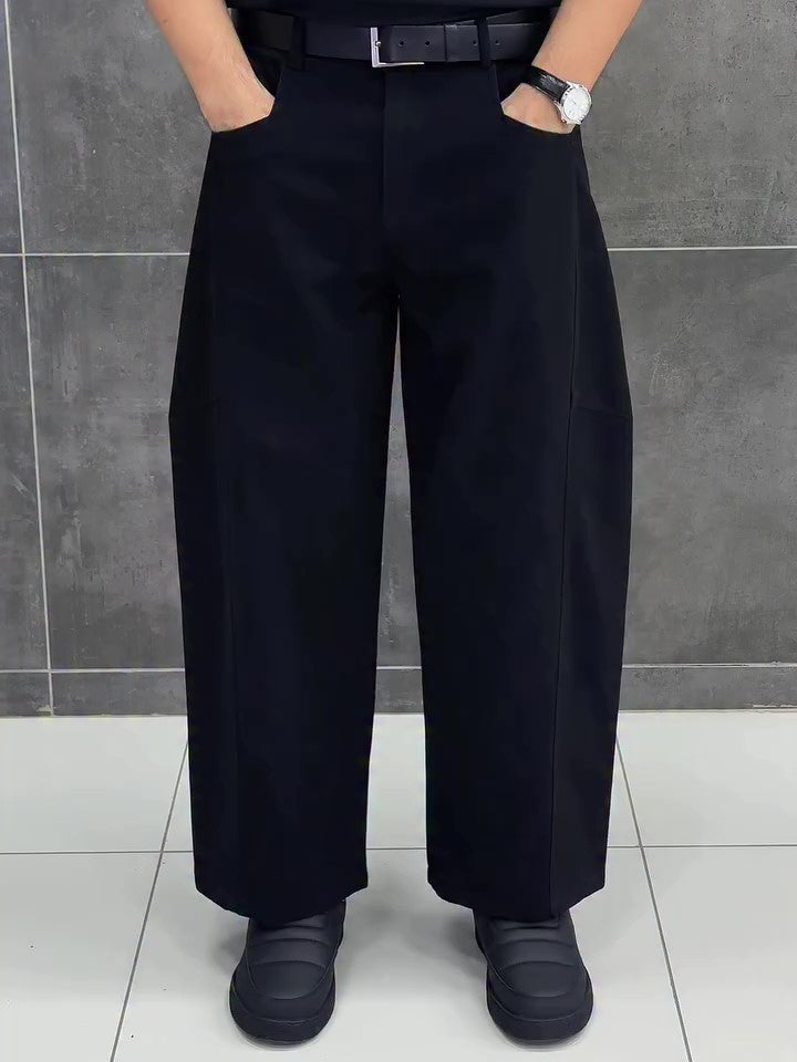 Black 3D Tailored Wide-Leg Cropped Pants