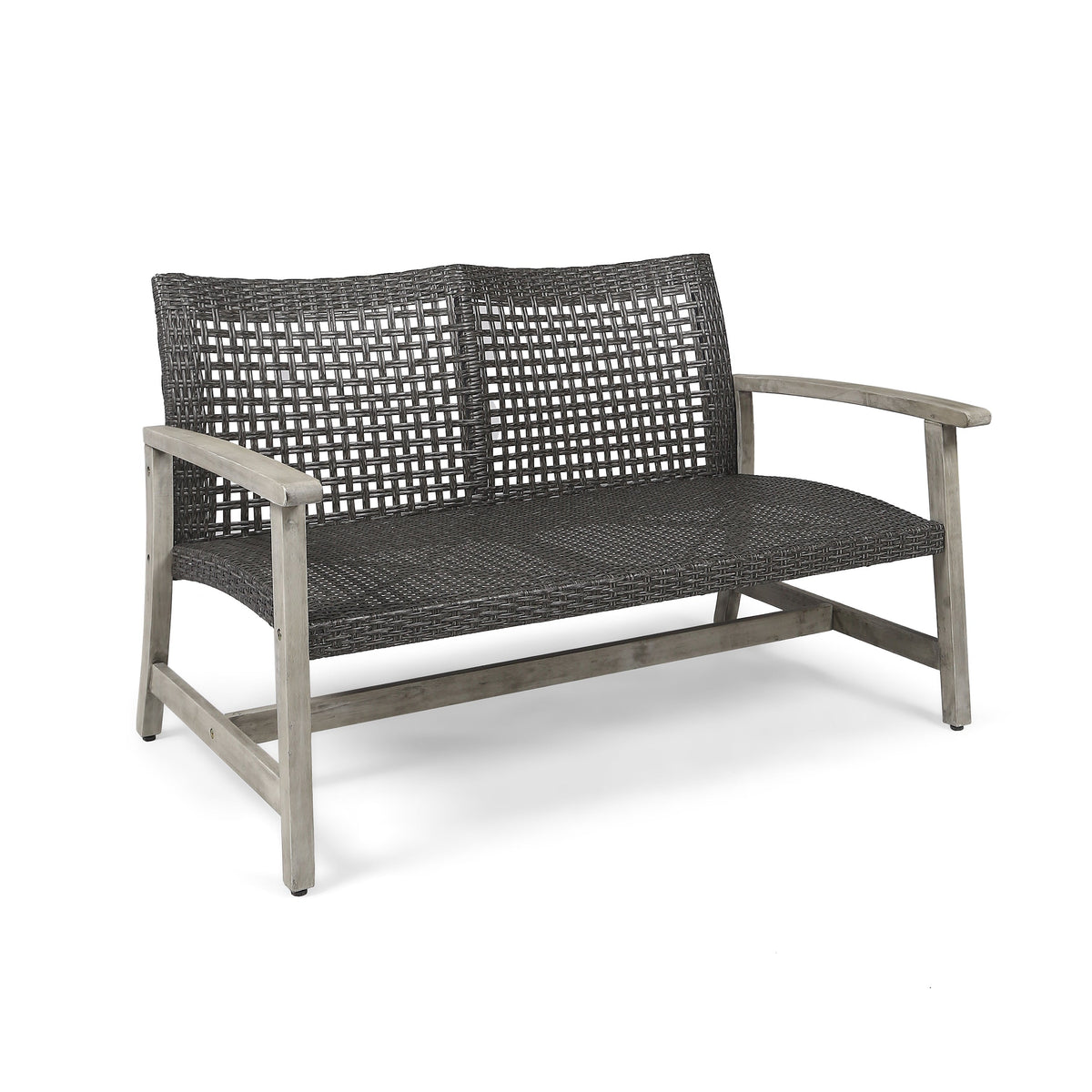 Hampton Outdoor Acacia Wood Wicker Loveseat