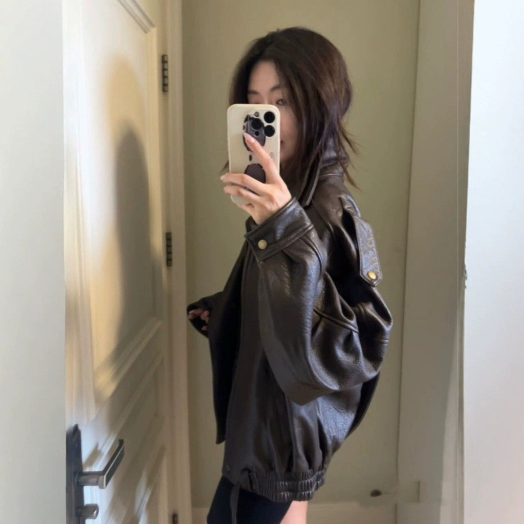 Vintage Industrial Leather Jacket With A High-end Feel
