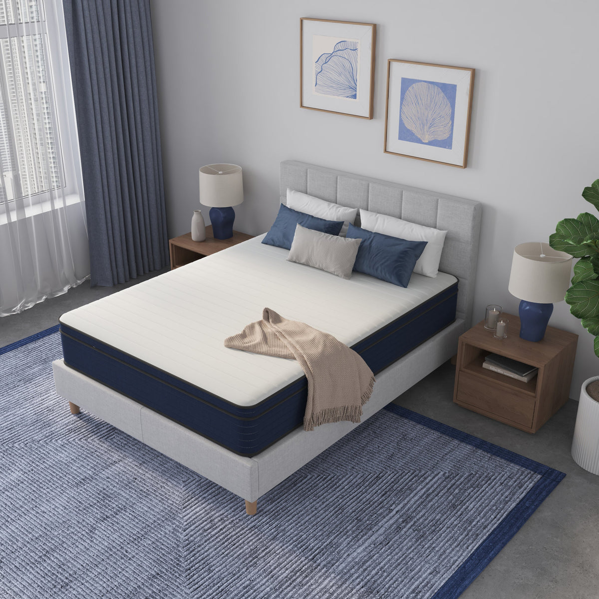 12 Inch Queen Size Medium Firm Euro Top Hybrid Mattress