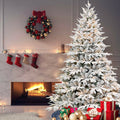 6ft Pre-Lit Flocked Artificial Christmas Tree with 400 Warm Lights