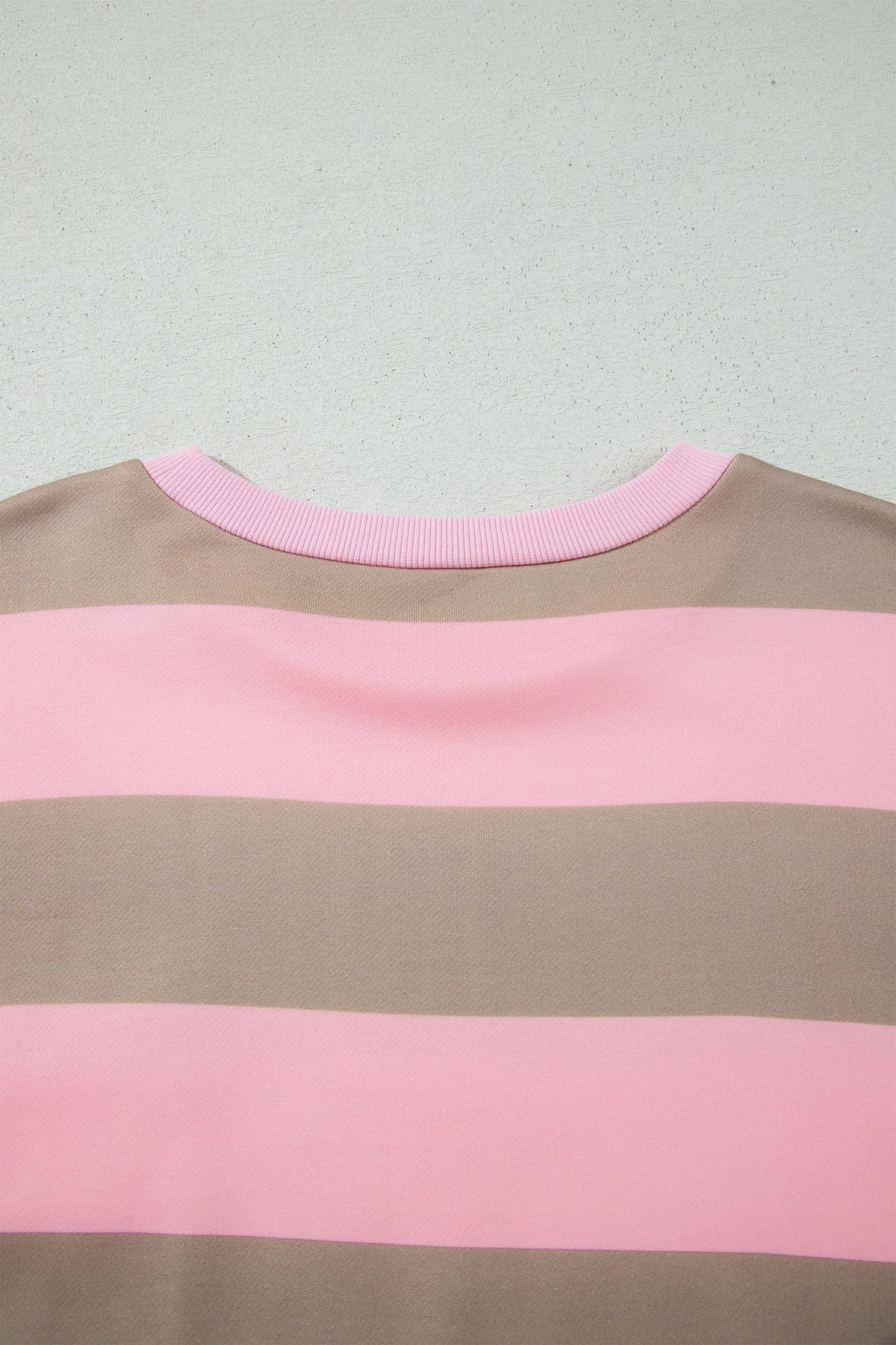 Pink Stripe Striped Colorblock Patch Pocket Split Hem Oversized Long Sleeve Sweatshirt