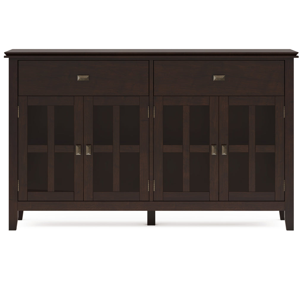 Artisan Solid Wood Large 4 Door Sideboard Buffet in Dark Chestnut