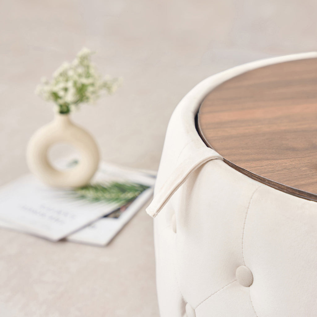 Luxurious Velvet Nesting Ottomans of 2 - 4-in-1 Function