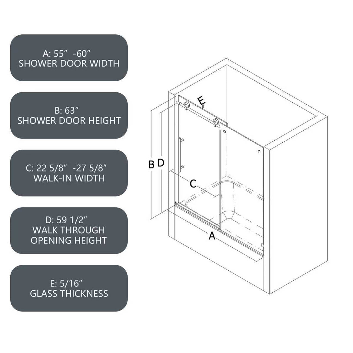 6063 Matte Shower Doors