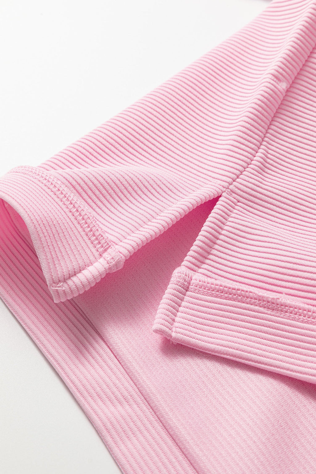 Pink Drop Shoulder Long Sleeve Plus Size Ribbed Top