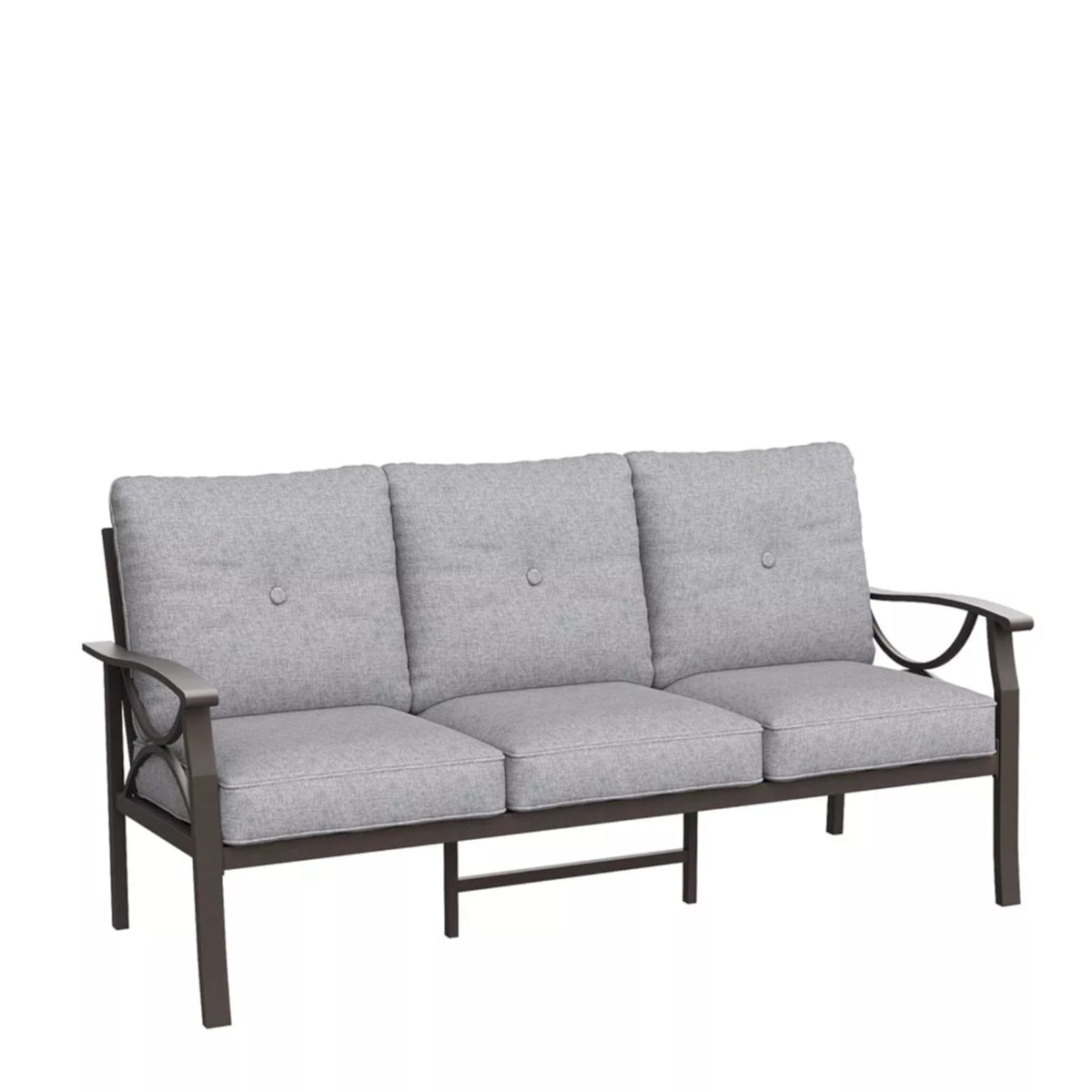 70” All-Weather Metal 3-Seat Patio Sofa, Khaki Frame