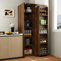 Brown Freestanding Buffet Cabinet with Doors & Shelves