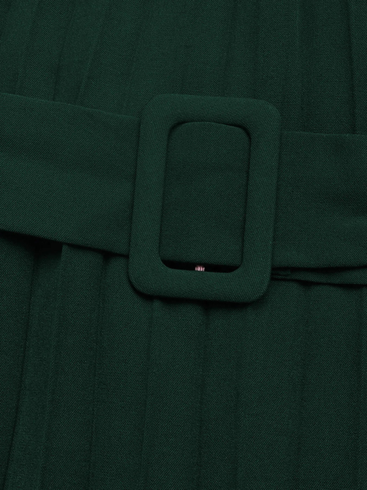 Pleated Round Neck Long Sleeve Dress