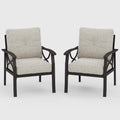 Set of 2 All-Weather Metal Armchairs, Khaki Frame