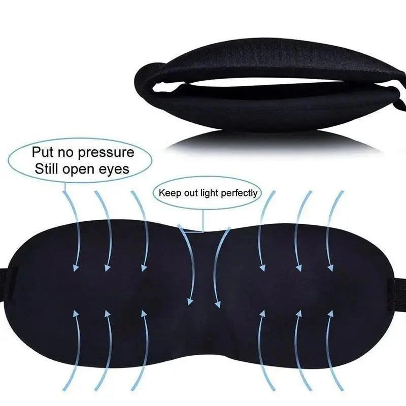 Black 3D Sleep Natural Sleeping Mask Eye Adjustable Strap Eye Mask Cover Portable Travel Blindfold Comfortable Mask For Sleeping