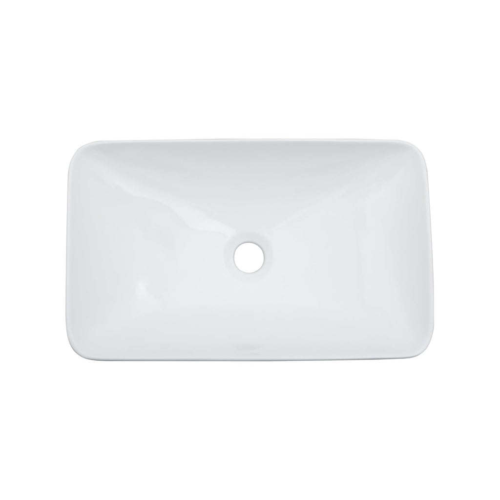 19"x12" White & Black Semi-Recessed Ceramic Bathroom Sink