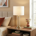 Luna Brushed Nickel Table Lamp with On/Off Switch
