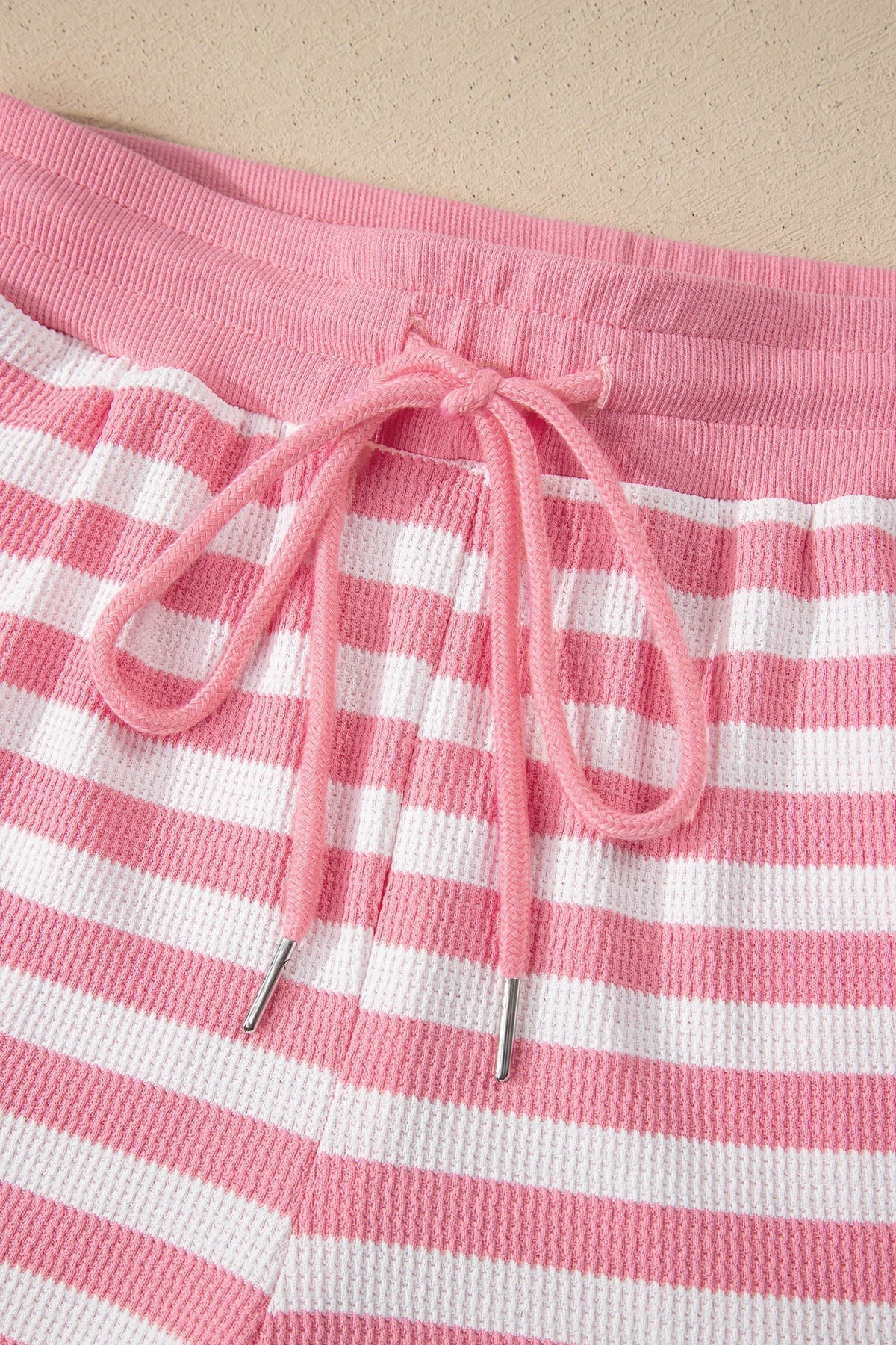 Stripe Puff Sleeve T-Shirt & Drawstring Shorts Set