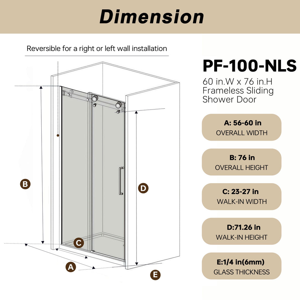 Frameless Single Sliding Shower Door