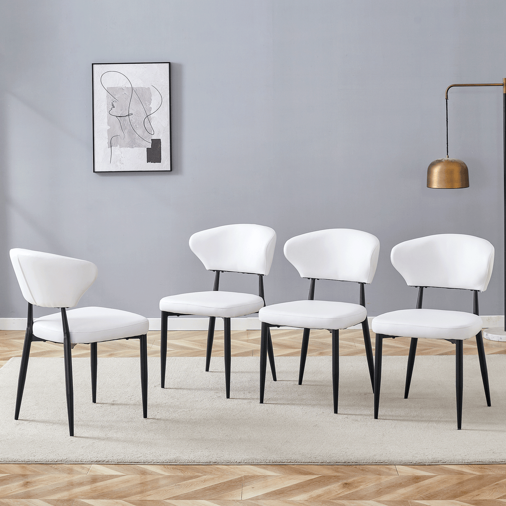 White Minimalist Ergonomic Dining Chair Set of 4