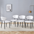 White Minimalist Ergonomic Dining Chair Set of 4