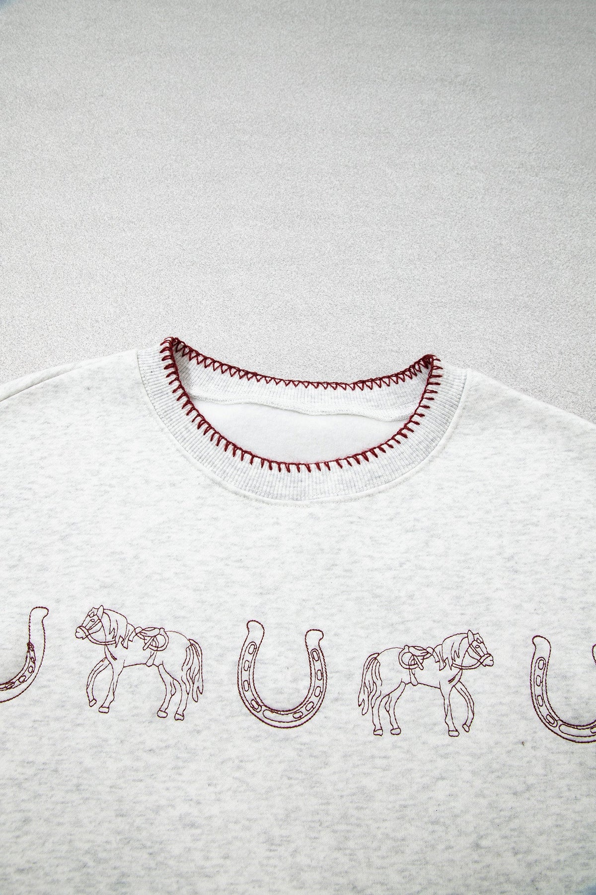 Western Embroidered Round Neck Graphic Sweatshirt