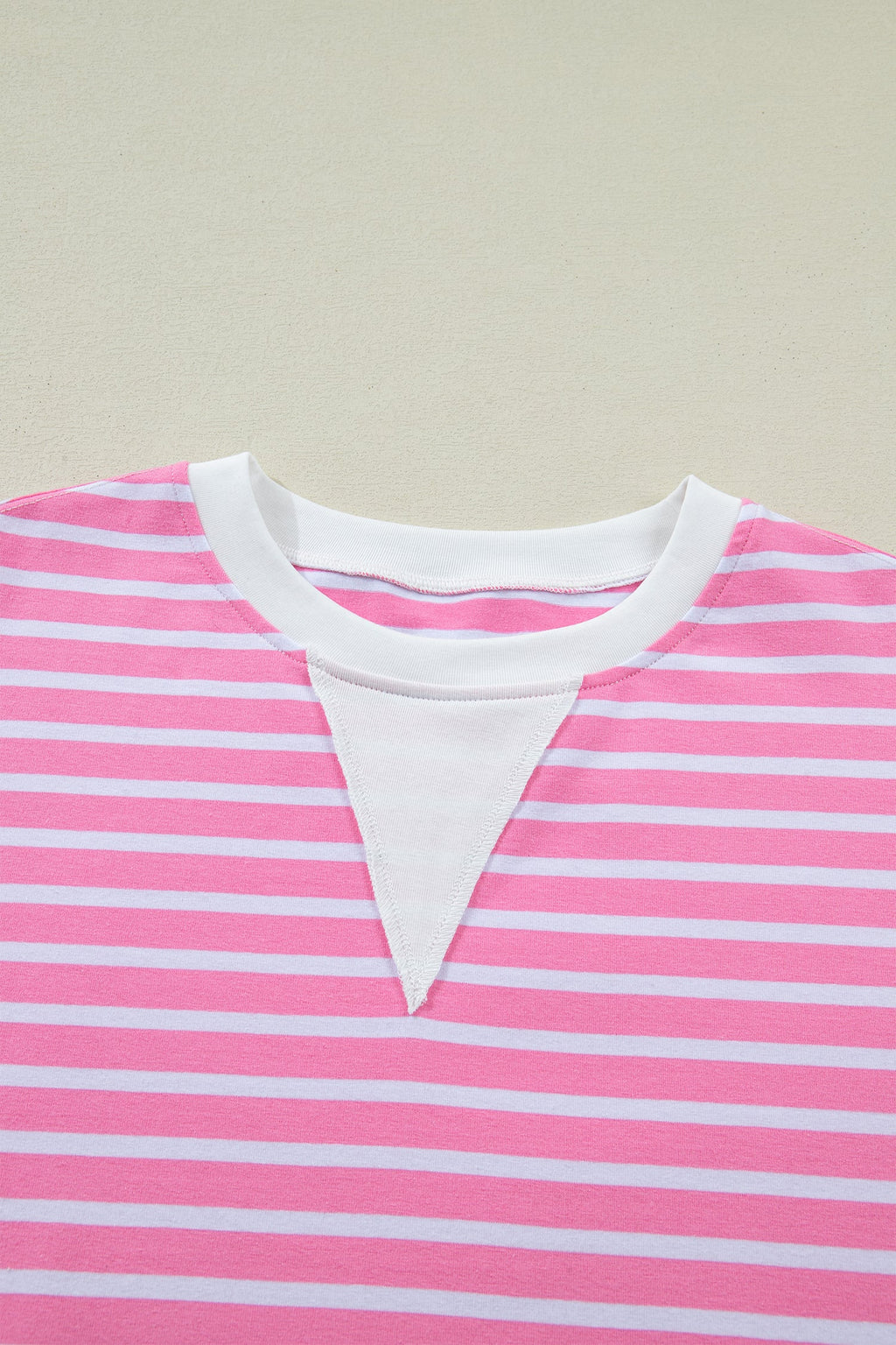 Stripe Colorblock Drop Shoulder Short Sleeve Top