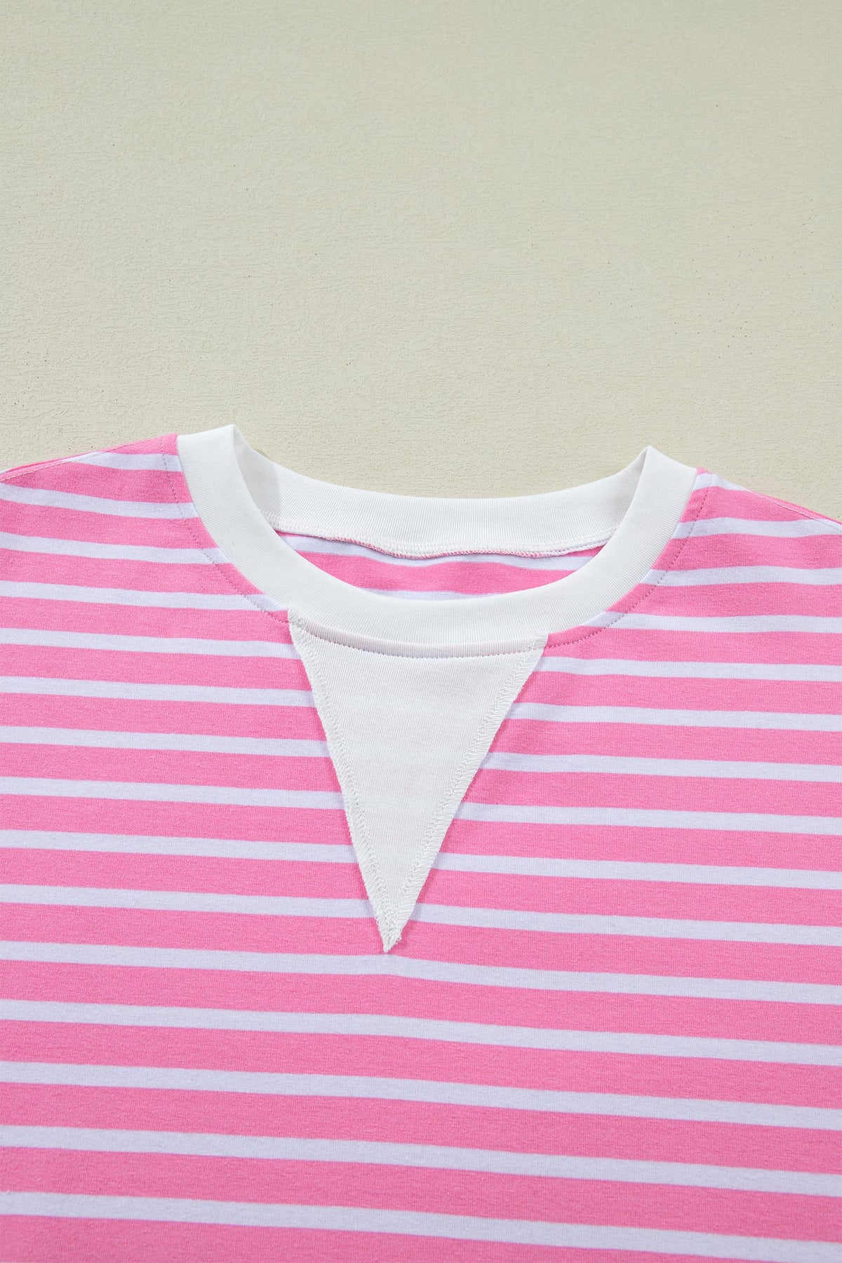 Stripe Colorblock Drop Shoulder Short Sleeve Top