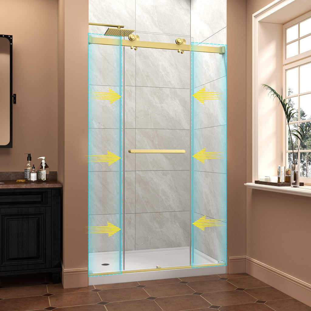 Brushed Nickel Reversible Installation Double Bypass Sliding Shower Door
