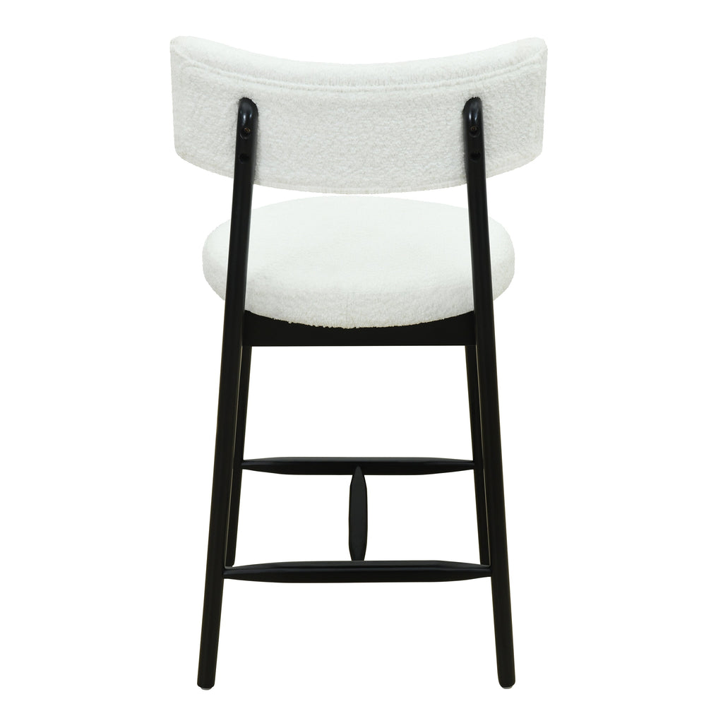 Mid Century Modern Counter Stool Set of 2 - Black & Beige