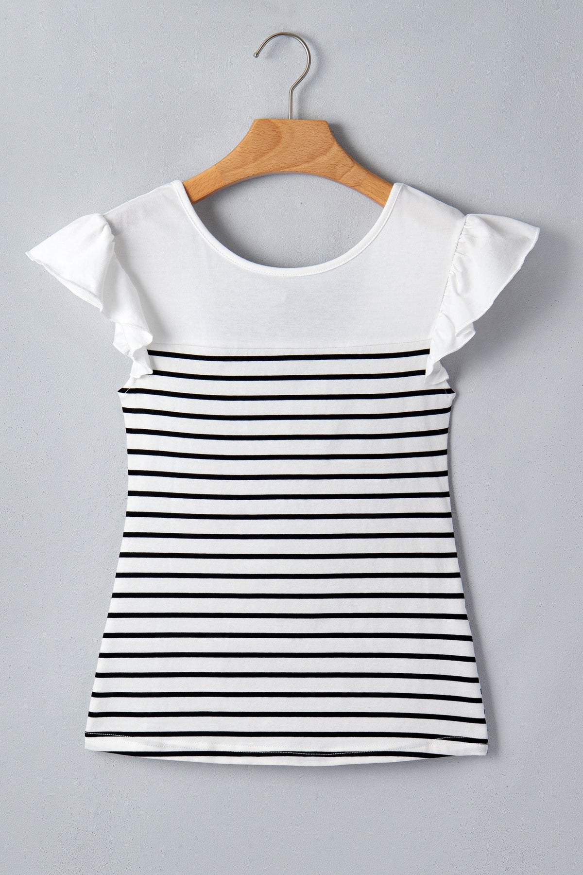 Stripe Contrast Bow Tie Back Ruffle Tank Top