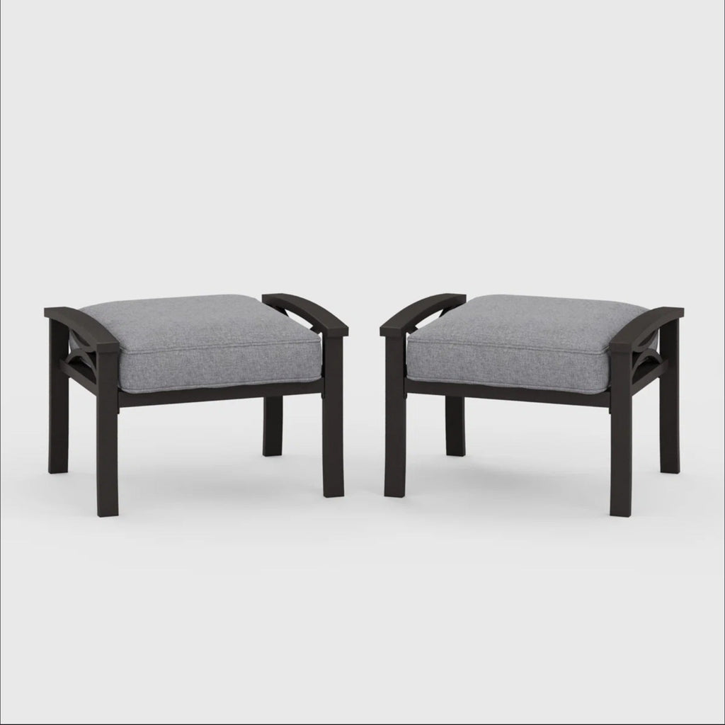 Set of 2 All-Weather 26” Width Metal Ottomans
