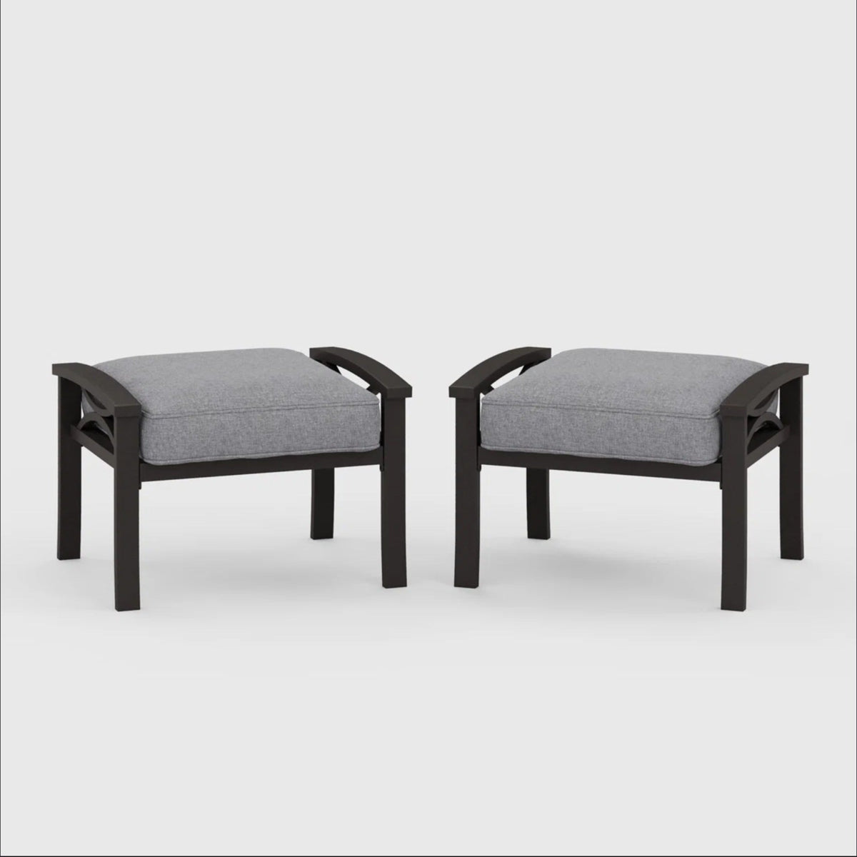 Set of 2 All-Weather 26” Width Metal Ottomans