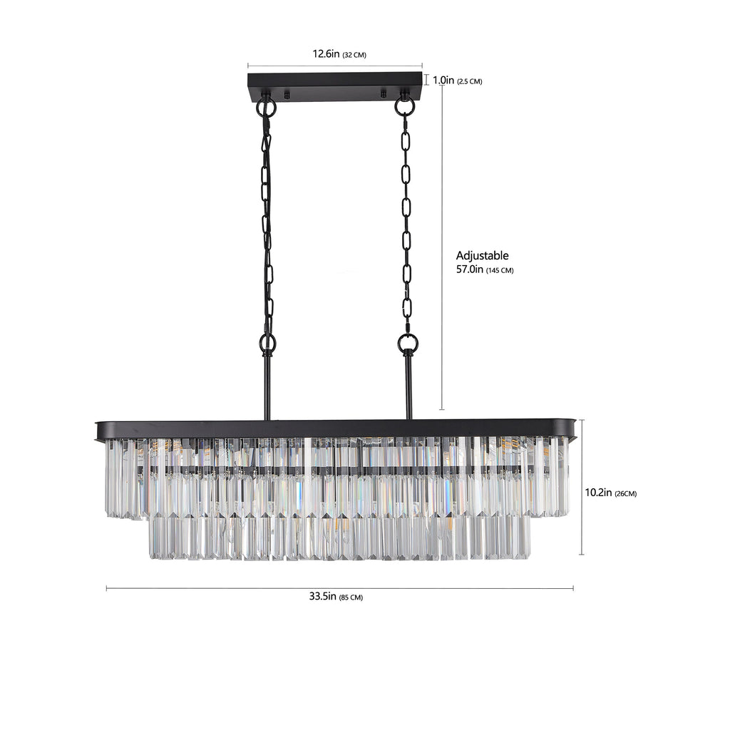 Adjustable Rectangular Crystal Chandelier