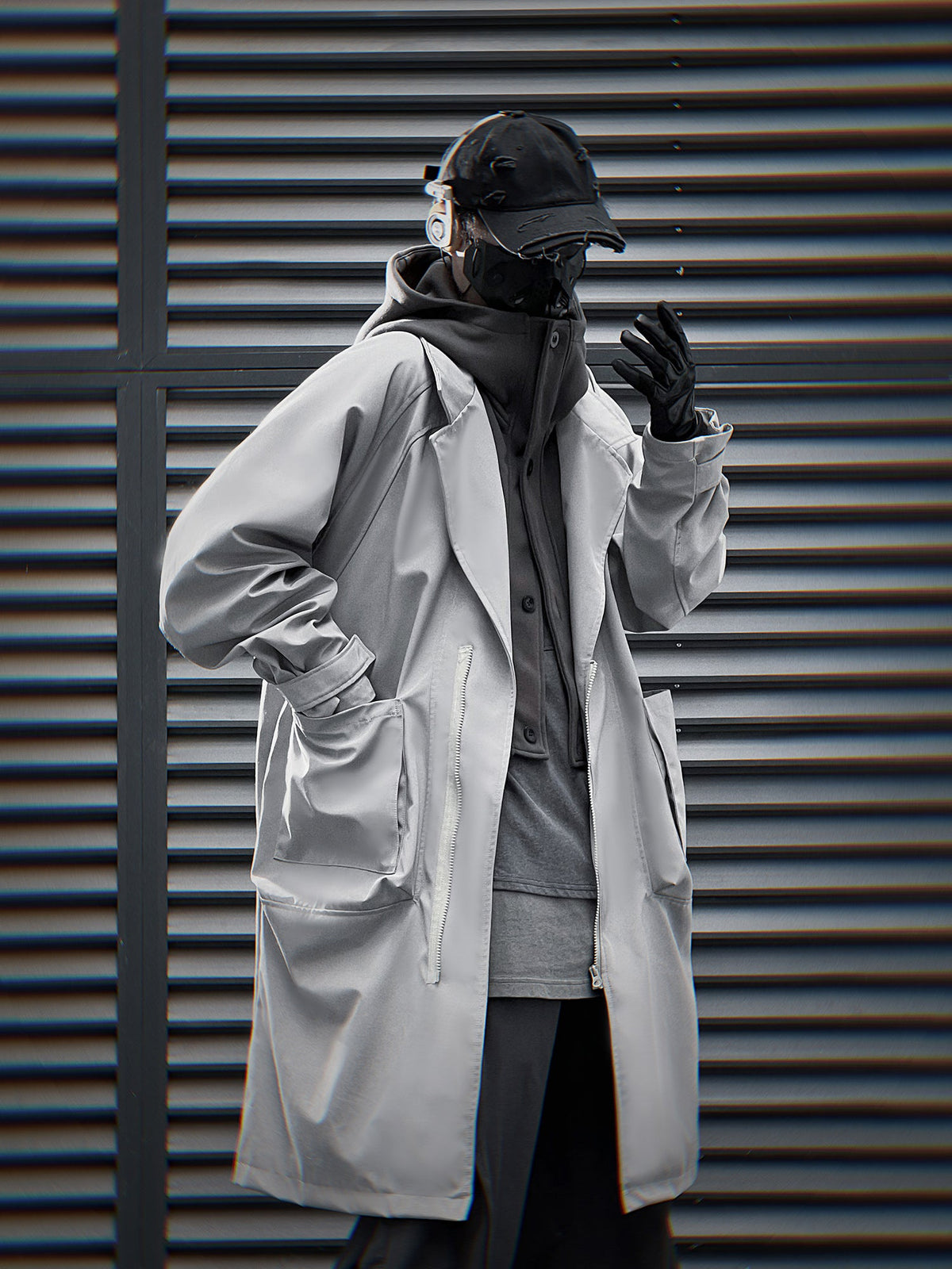 HiJ36 Grey Urban Trench Coat