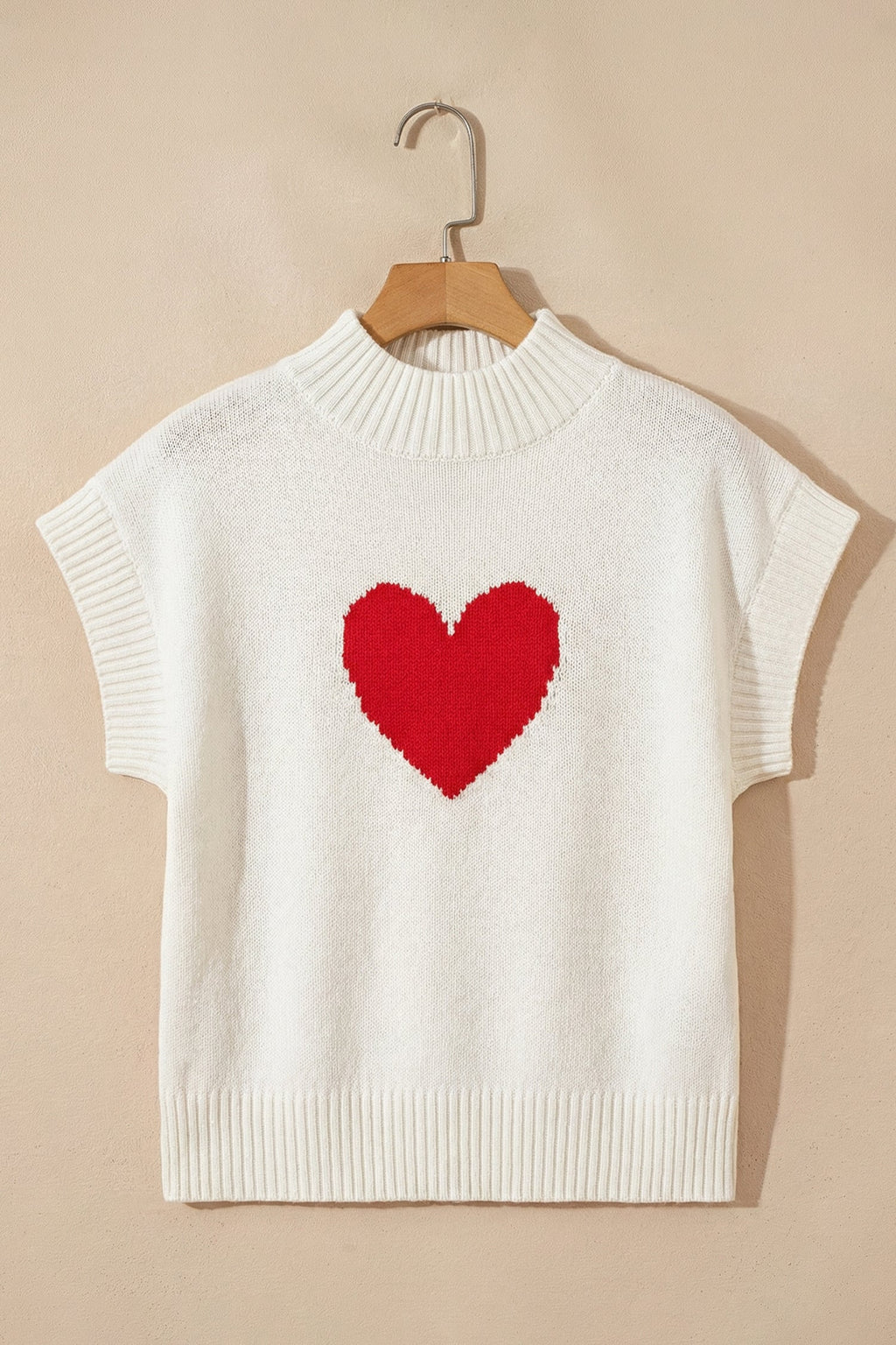 Heart Graphic Cropped Short Sleeve Sweater