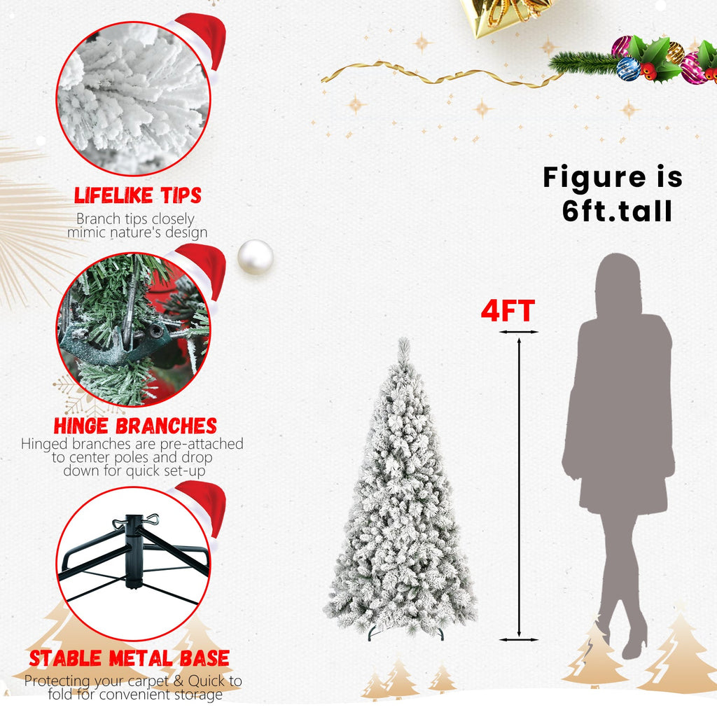8FT Flocked Christmas Tree with 1445 Tips