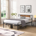 California King Bed Frame with Wood Panel Decoration