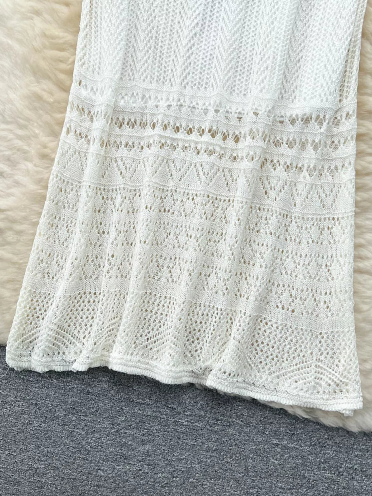 Knitted Hollow Out Maxi Skirt