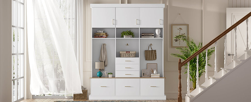 U-Can 75" H Entryway Hall Tree with Bench and Storage