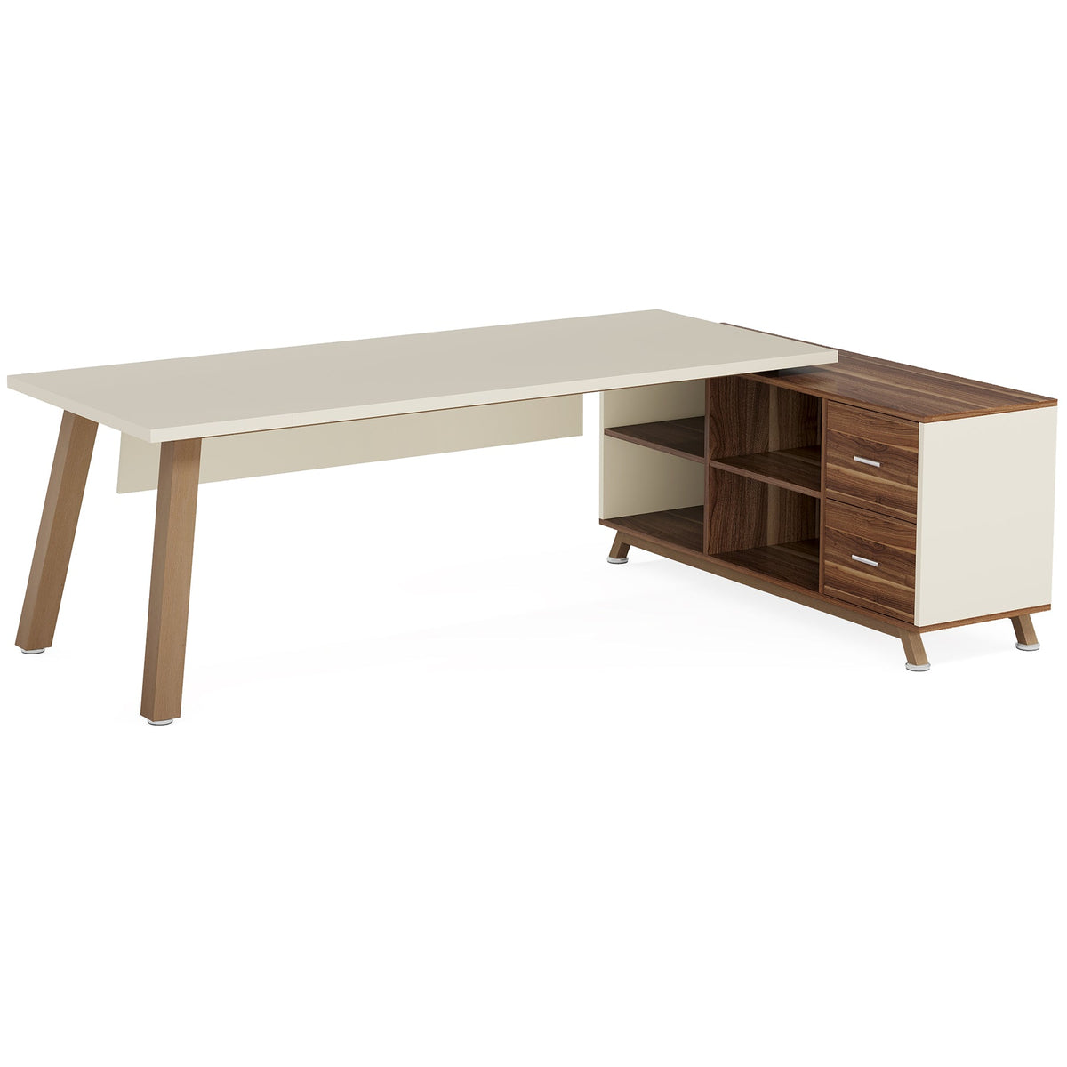 78.7" L-Shaped Executive Desk with 55" File Cabinet