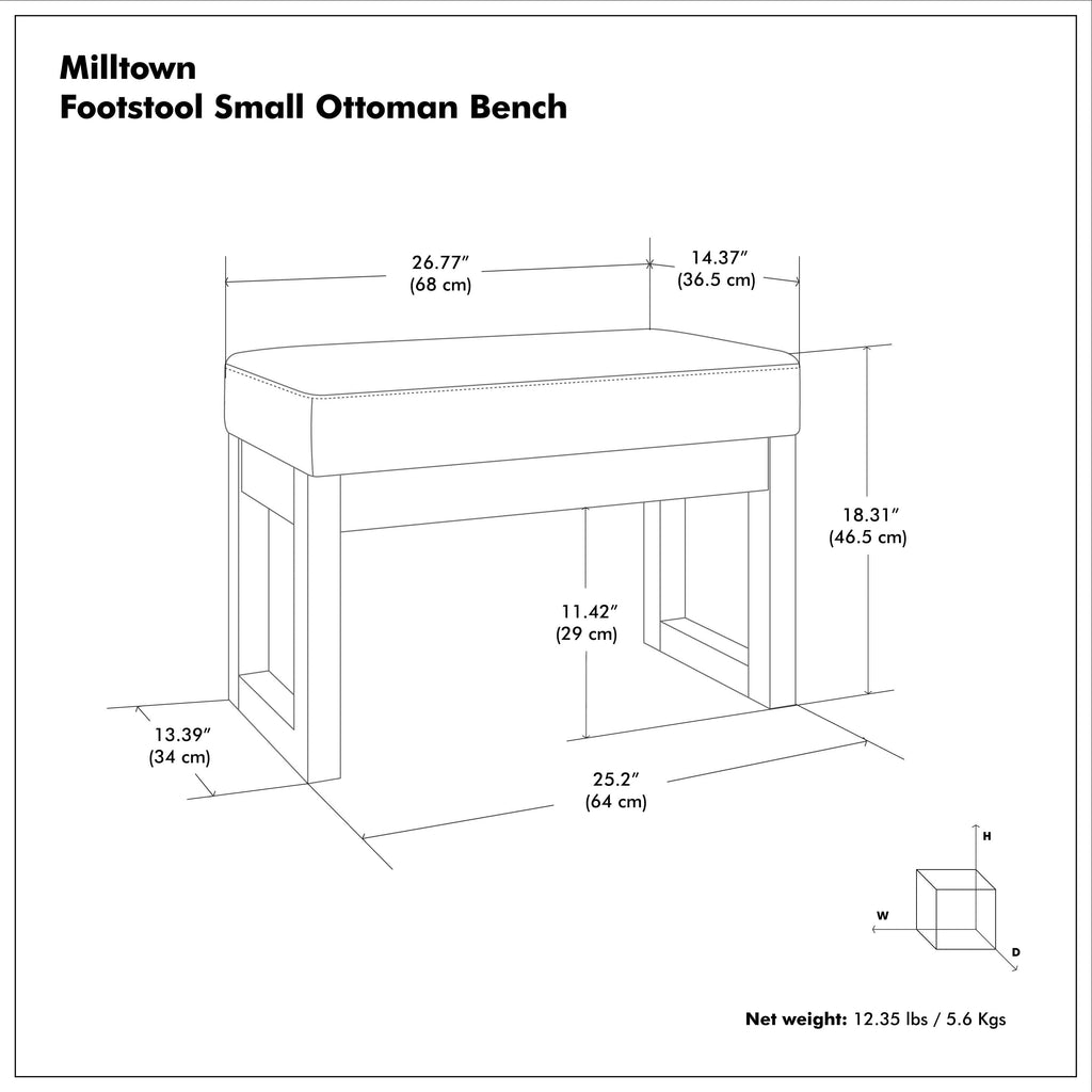 Milltown Footstool Small Ottoman Bench