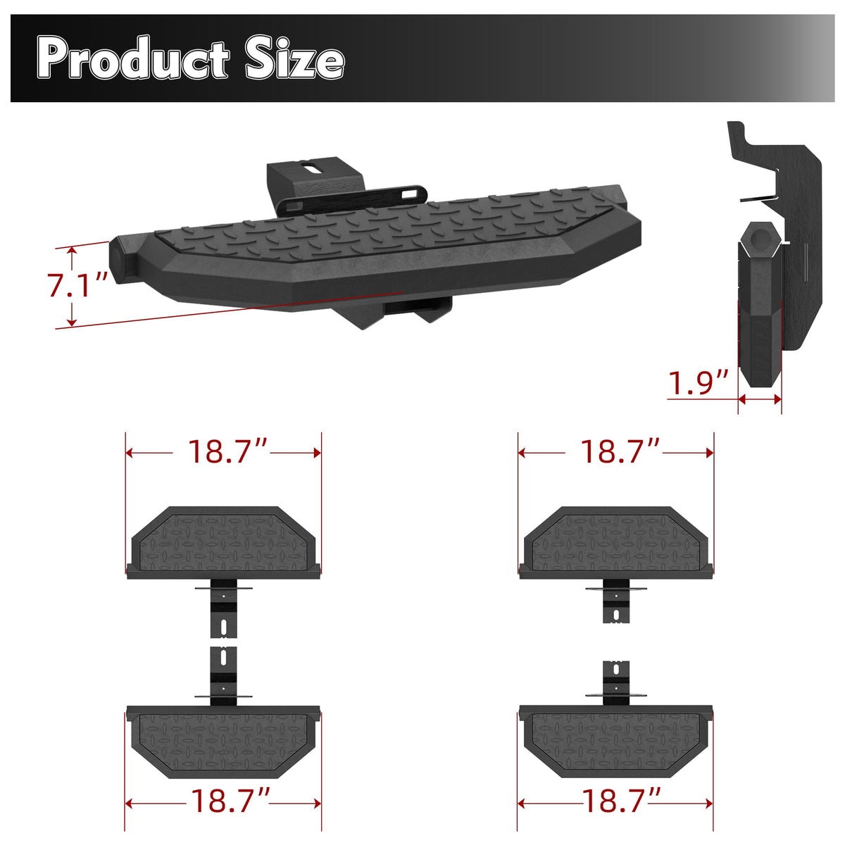 Running Boards For 07-18 Jeep Wrangler JK JKU 4 Doors